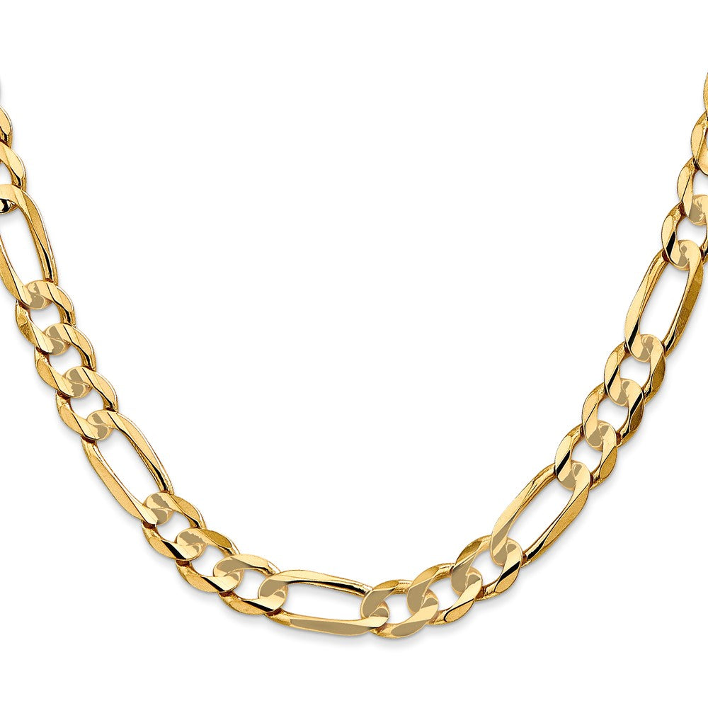 20 Inch 10K 6.75mm Concave Figaro Chain Necklace