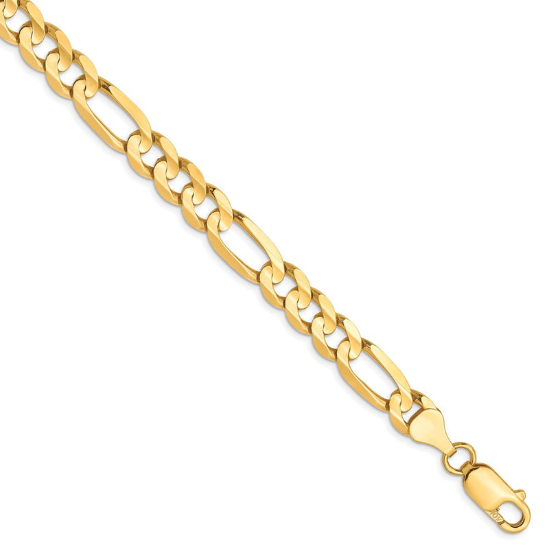 8 Inch 10K 6.75mm Concave Figaro Chain Bracelet
