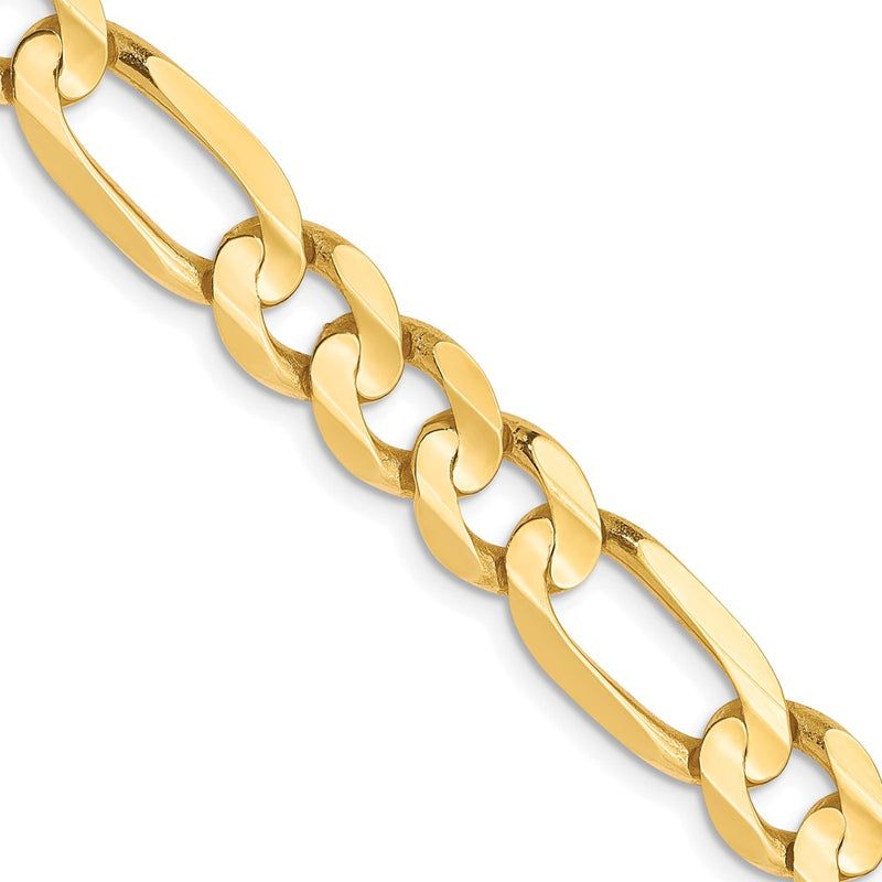 24 Inch 10K 6.75mm Concave Figaro Chain Necklace