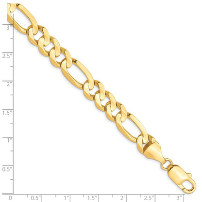 8 Inch 10K 8.75mm Concave Figaro Chain Bracelet