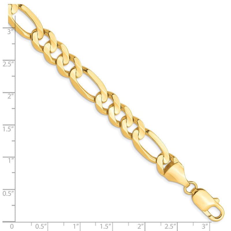 8 Inch 10K 8.75mm Concave Figaro Chain Bracelet