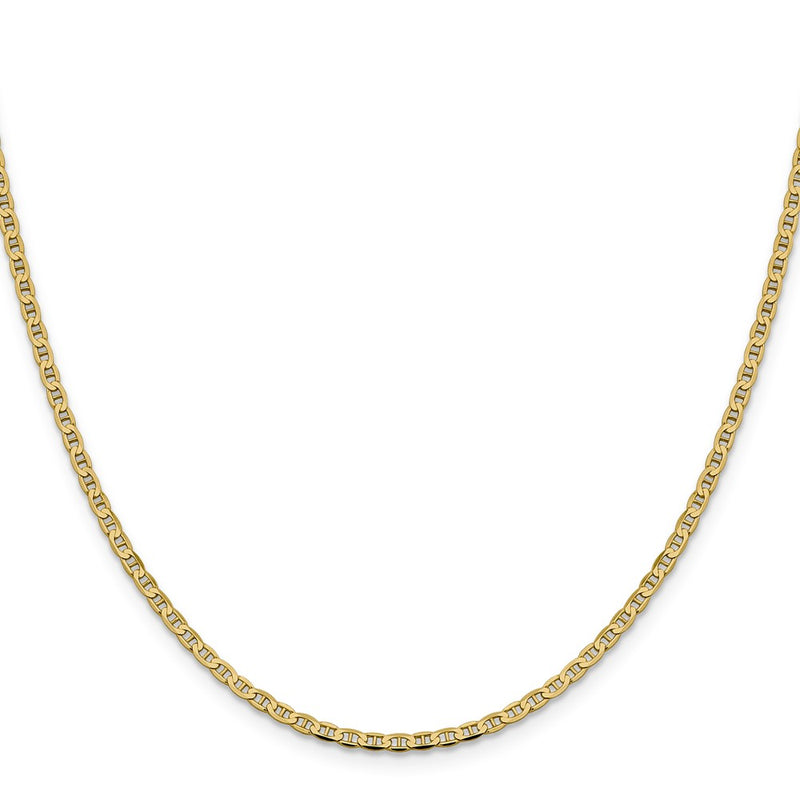 24 Inch 10K 2.4mm Flat Anchor Chain Necklace