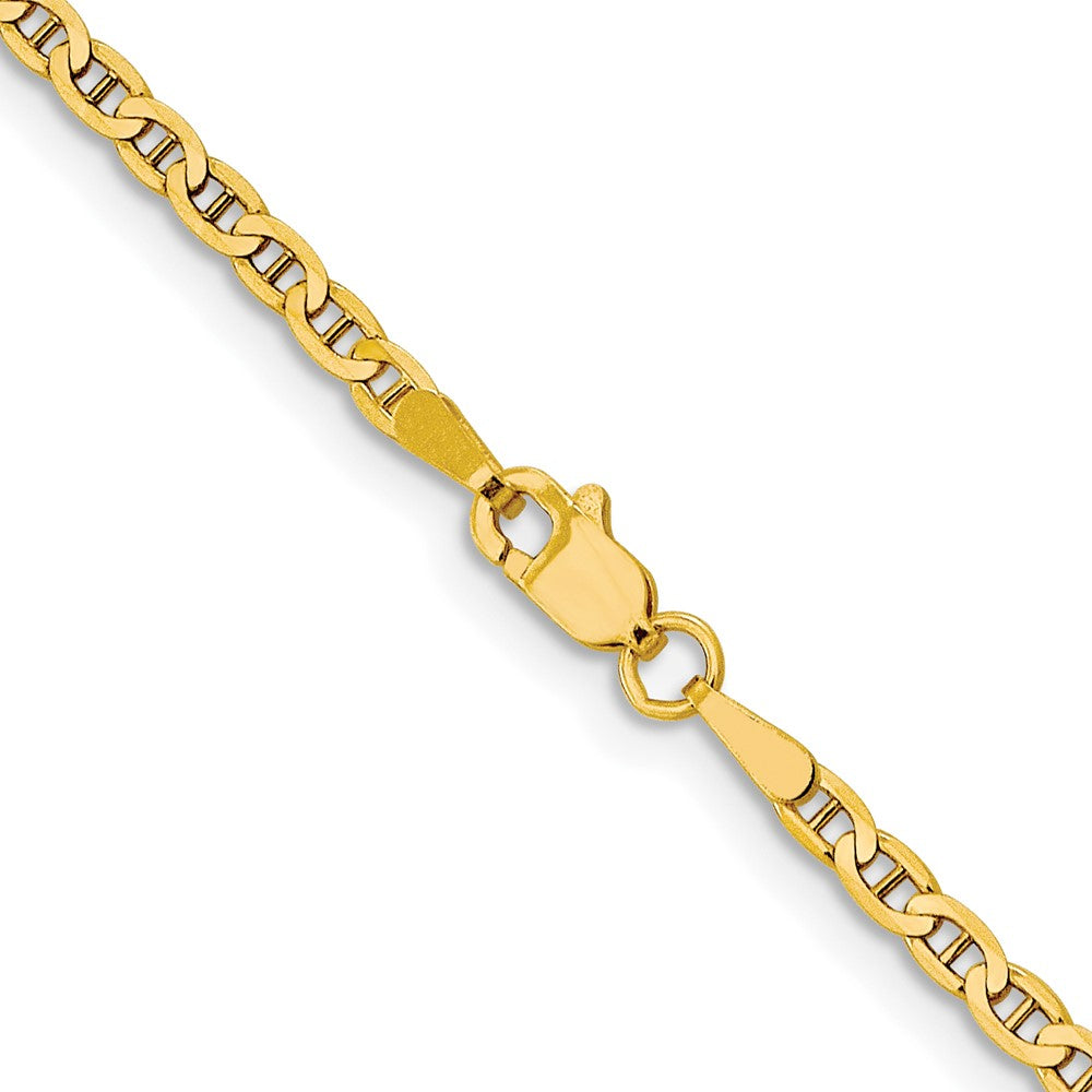 24 Inch 10K 2.4mm Flat Anchor Chain Necklace