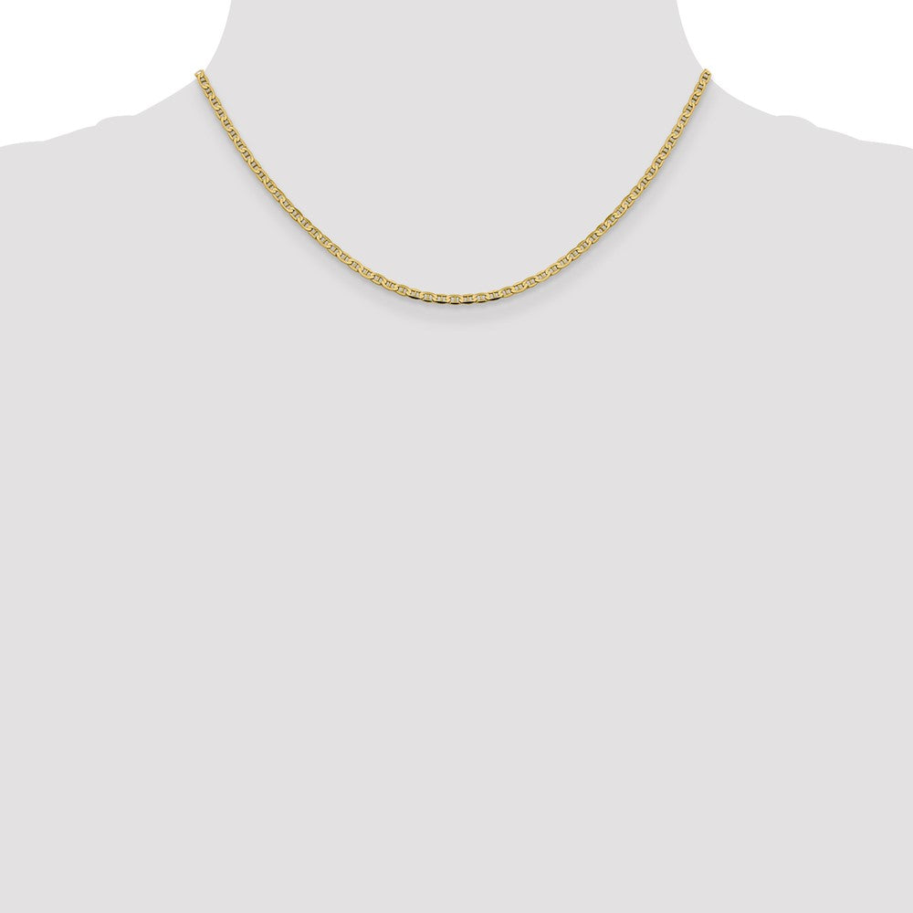 16 Inch 10K 2.4mm Flat Anchor Chain Necklace