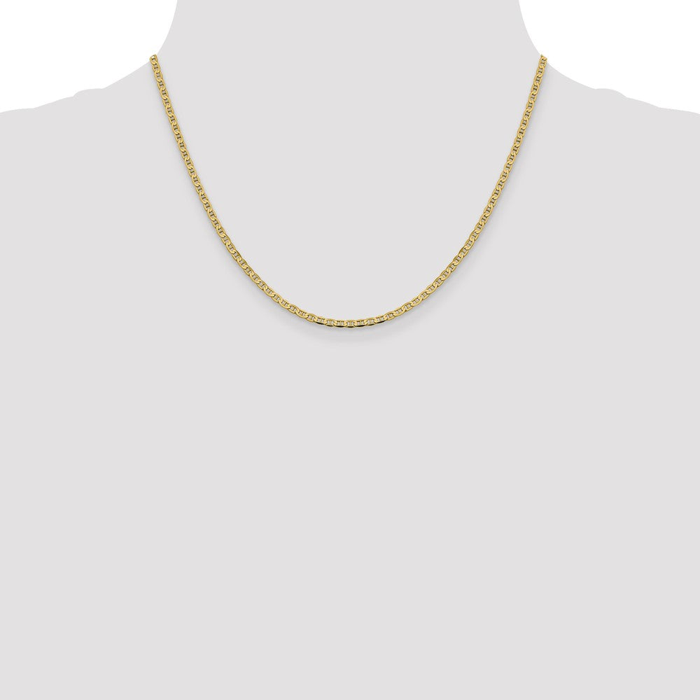 18 Inch 10K 2.4mm Flat Anchor Chain Necklace