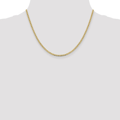 18 Inch 10K 2.4mm Flat Anchor Chain Necklace