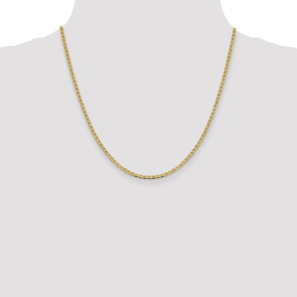 20 Inch 10K 2.4mm Flat Anchor Chain Necklace