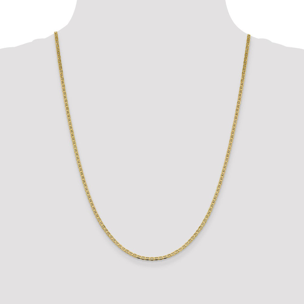 24 Inch 10K 2.4mm Flat Anchor Chain Necklace