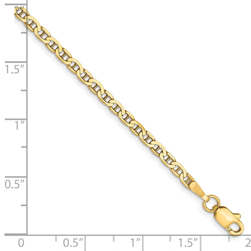 7 Inch 10K 2.4mm Flat Anchor Chain Bracelet