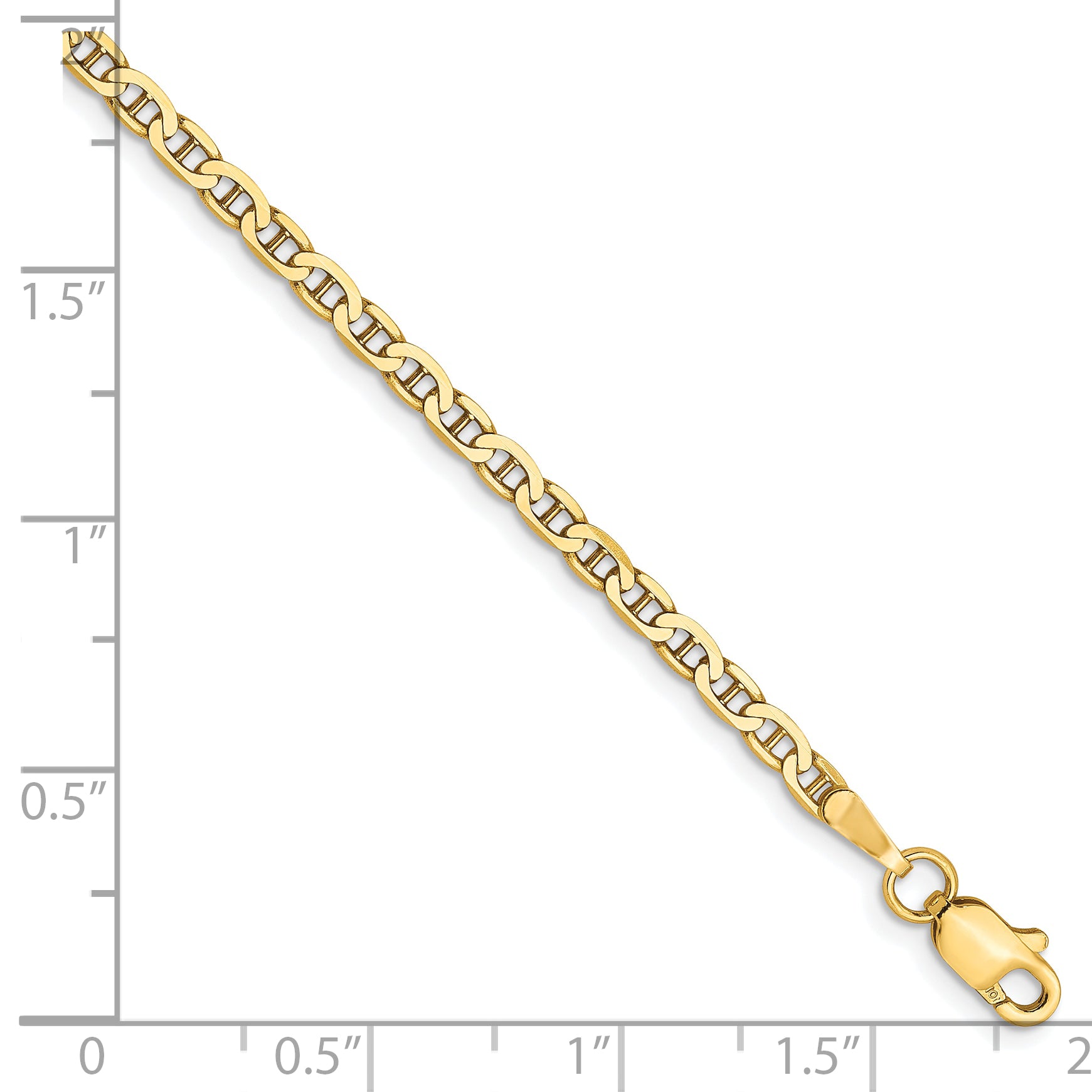 9 Inch 10K 2.4mm Flat Anchor Chain Anklet