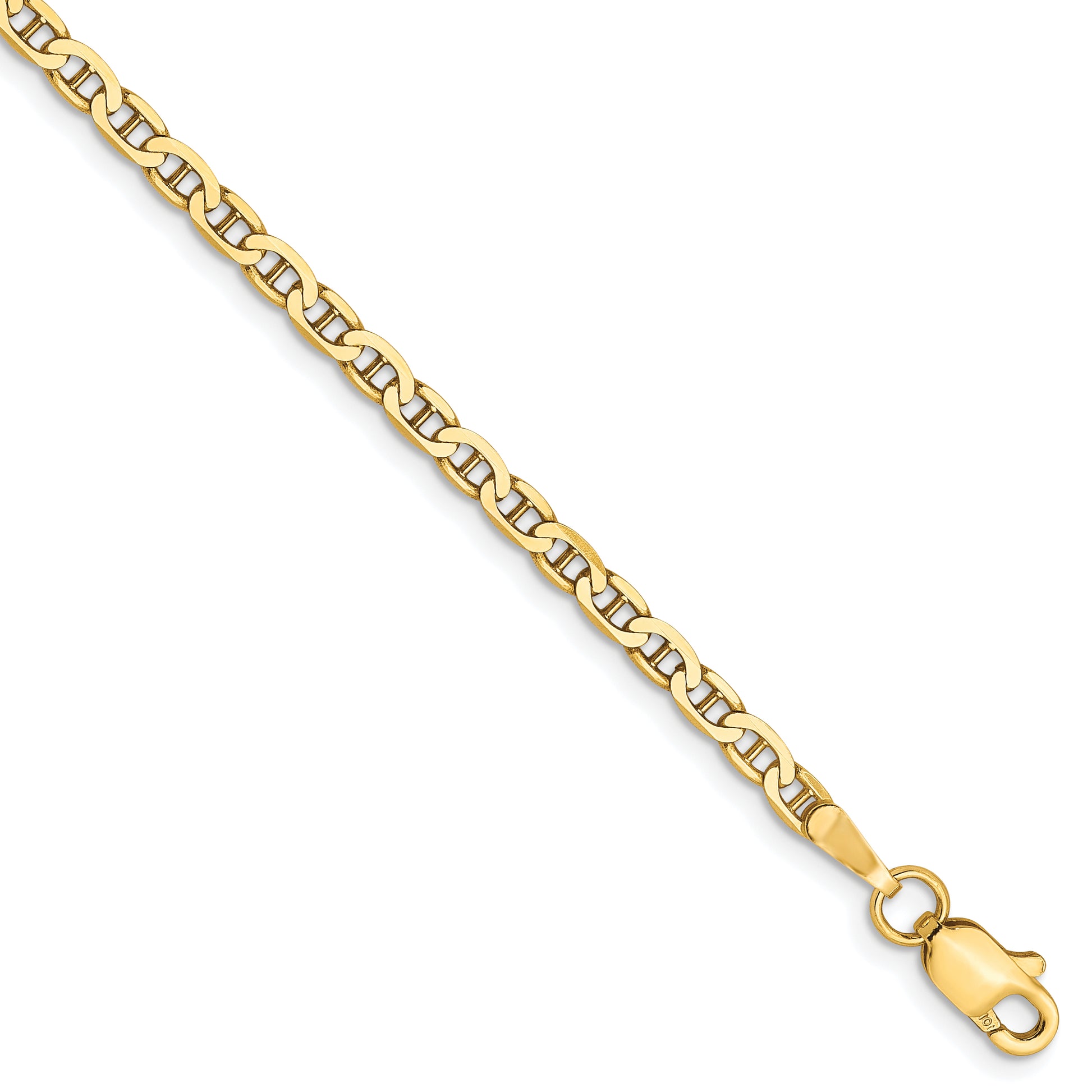 9 Inch 10K 2.4mm Flat Anchor Chain Anklet