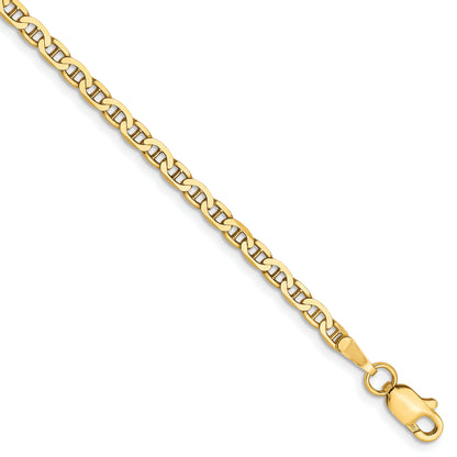 9 Inch 10K 2.4mm Flat Anchor Chain Anklet