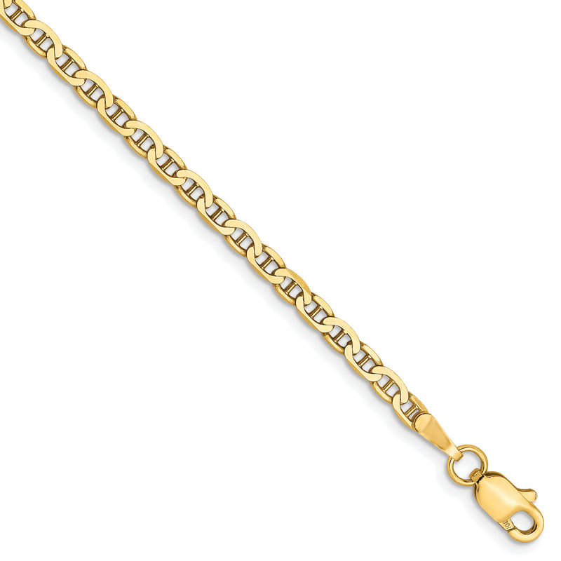 9 Inch 10K 2.4mm Flat Anchor Chain Anklet
