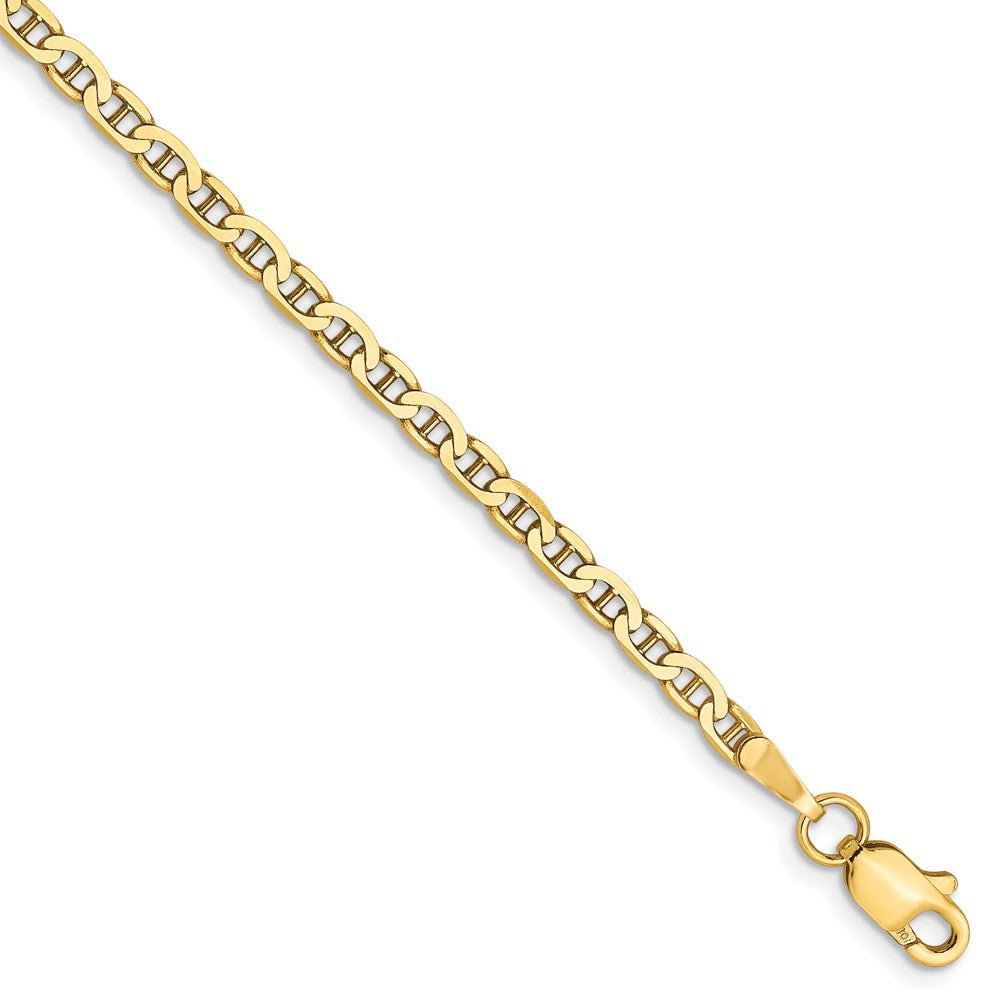 7 Inch 10K 2.4mm Flat Anchor Chain Bracelet
