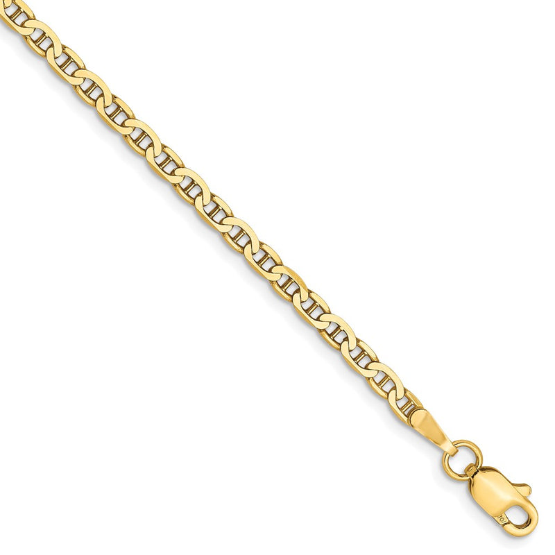 7 Inch 10K 2.4mm Flat Anchor Chain Bracelet