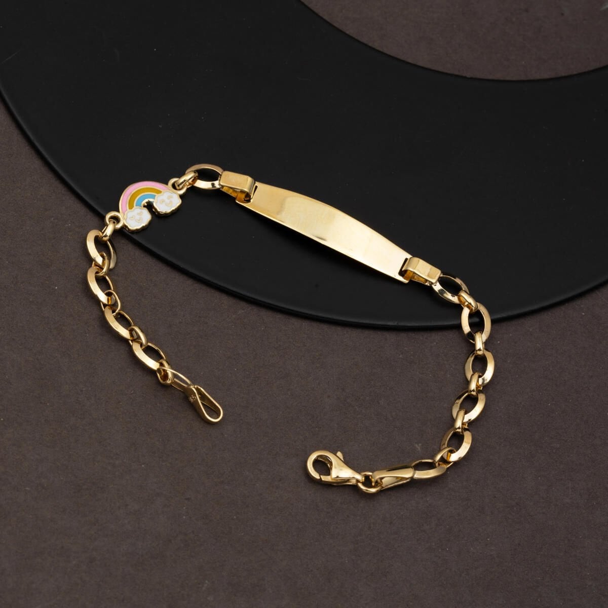 14K Yellow Gold Rainbow Plate Children's ID Bracelet