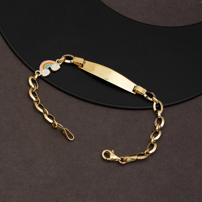 14K Yellow Gold Rainbow Plate Children's ID Bracelet