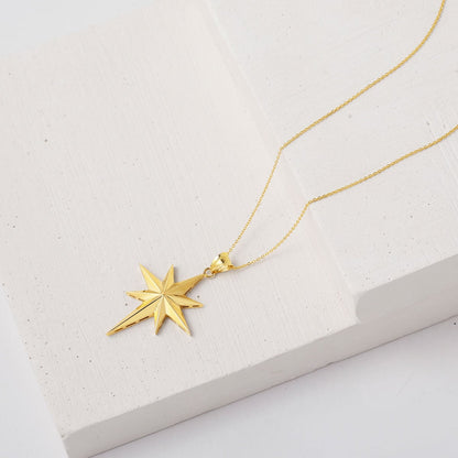 14K Yellow Gold Polar Star Pendant