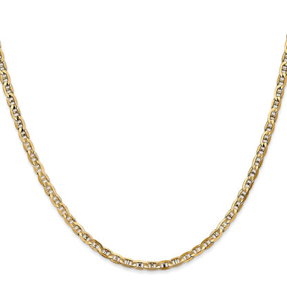 24 Inch 10K 3mm Concave Anchor Chain Necklace