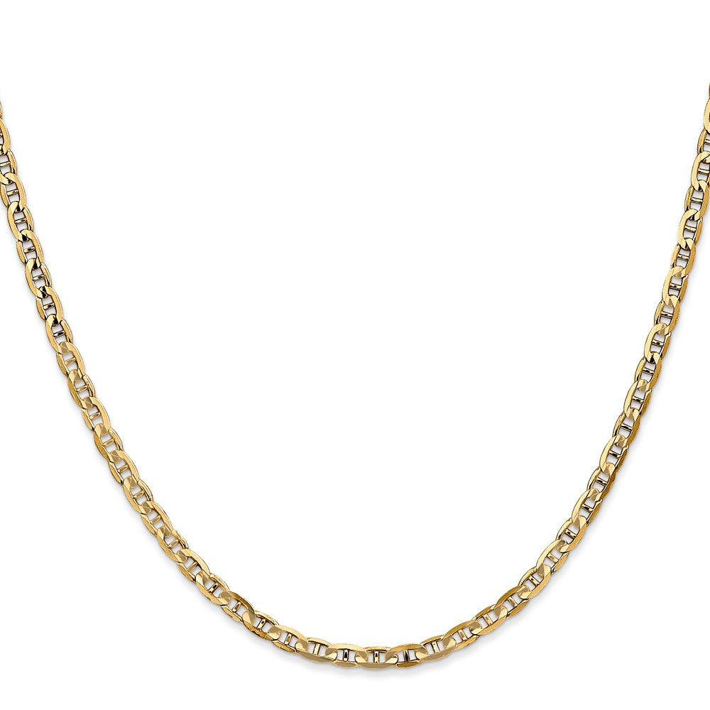 22 Inch 10K 3mm Concave Anchor Chain Necklace