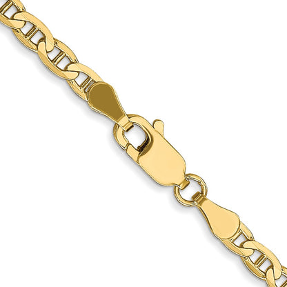 16 Inch 10K 3mm Concave Anchor Chain Necklace