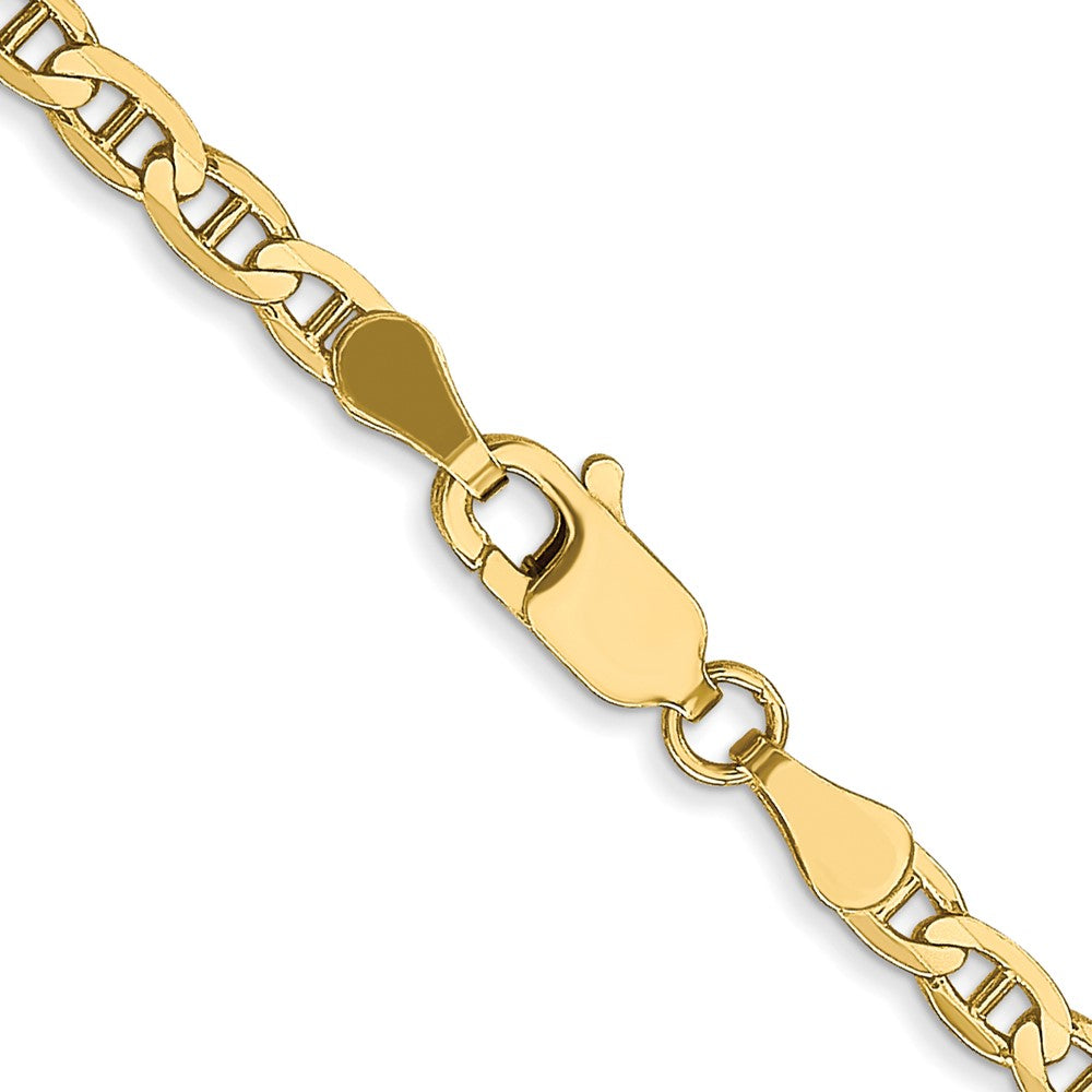24 Inch 10K 3mm Concave Anchor Chain Necklace