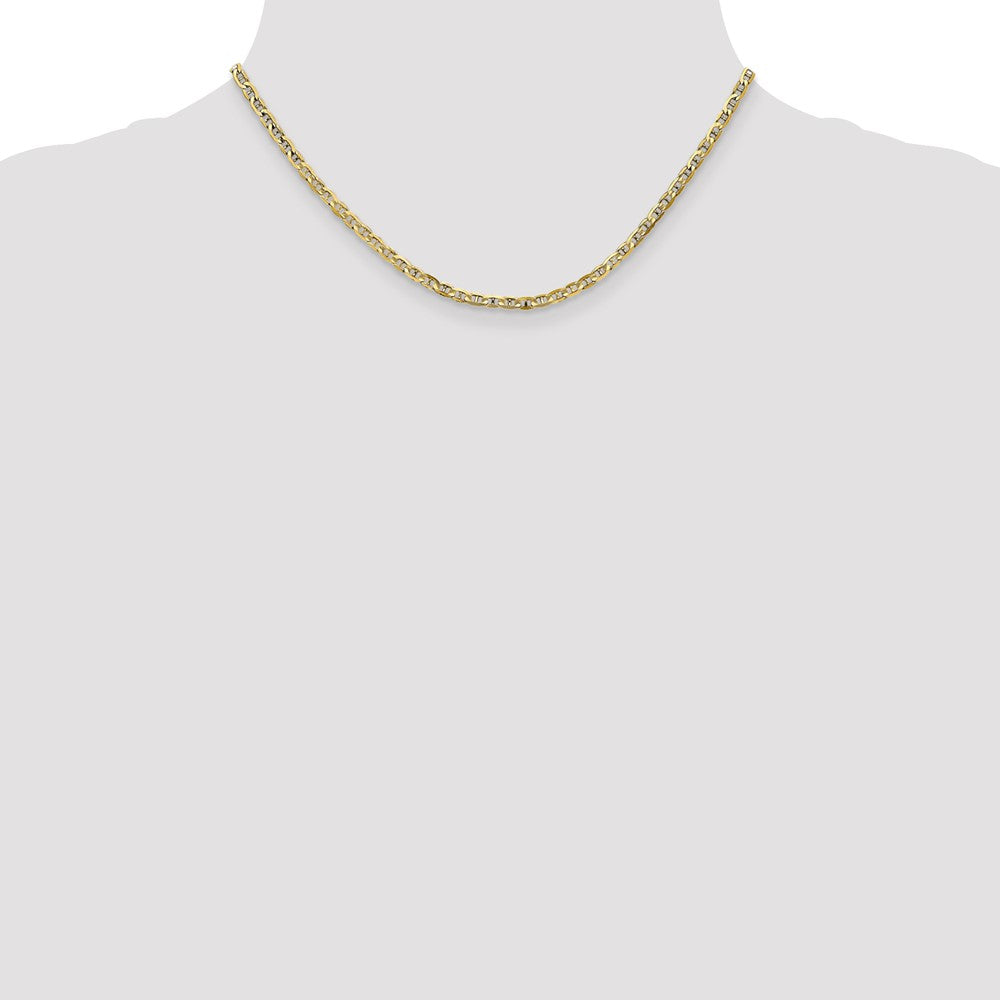 16 Inch 10K 3mm Concave Anchor Chain Necklace