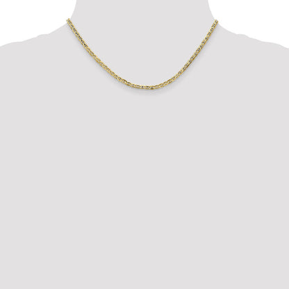 16 Inch 10K 3mm Concave Anchor Chain Necklace