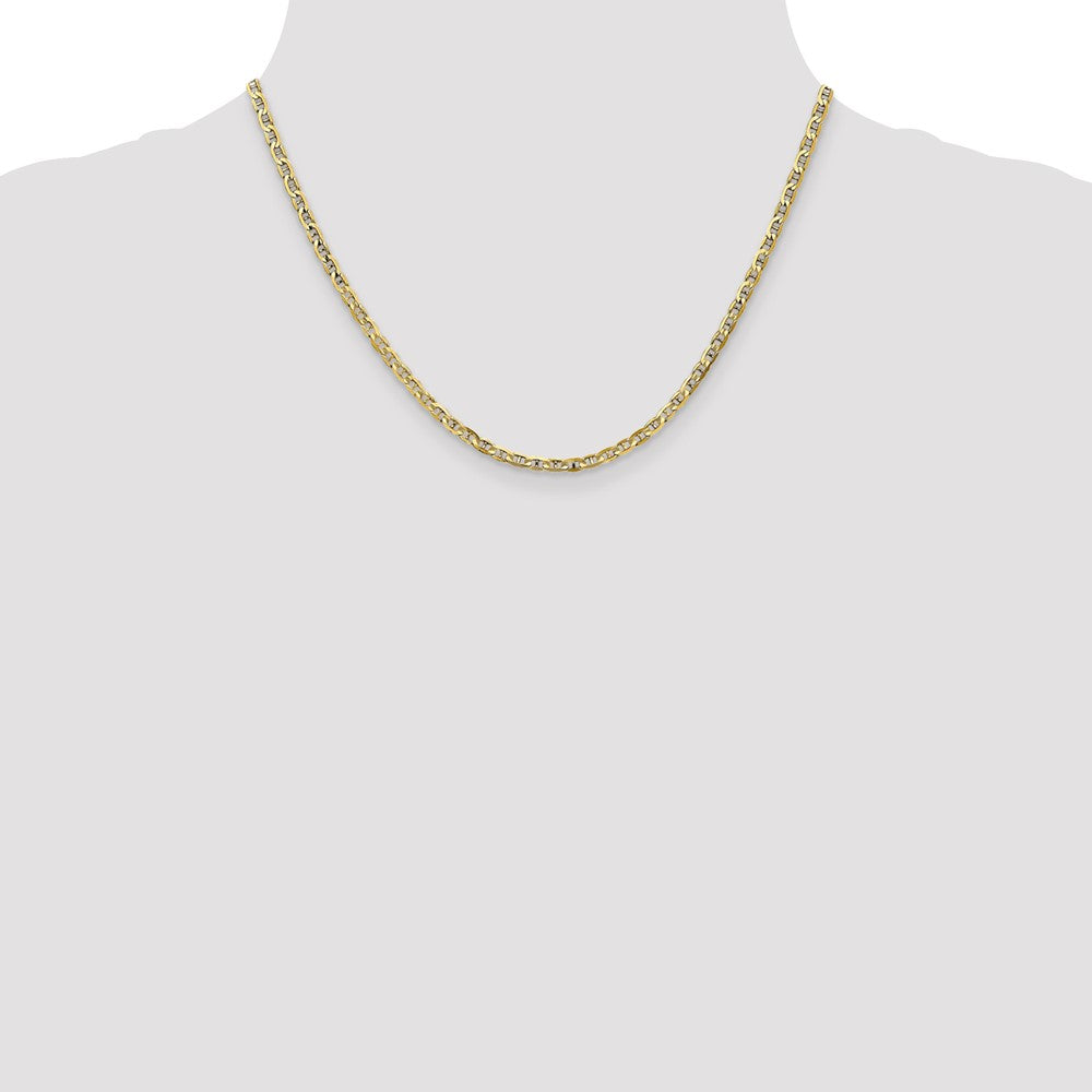 18 Inch 10K 3mm Concave Anchor Chain Necklace