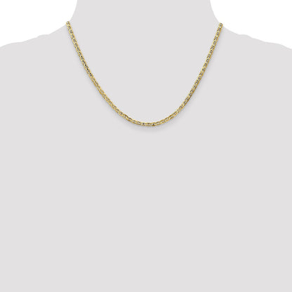 18 Inch 10K 3mm Concave Anchor Chain Necklace