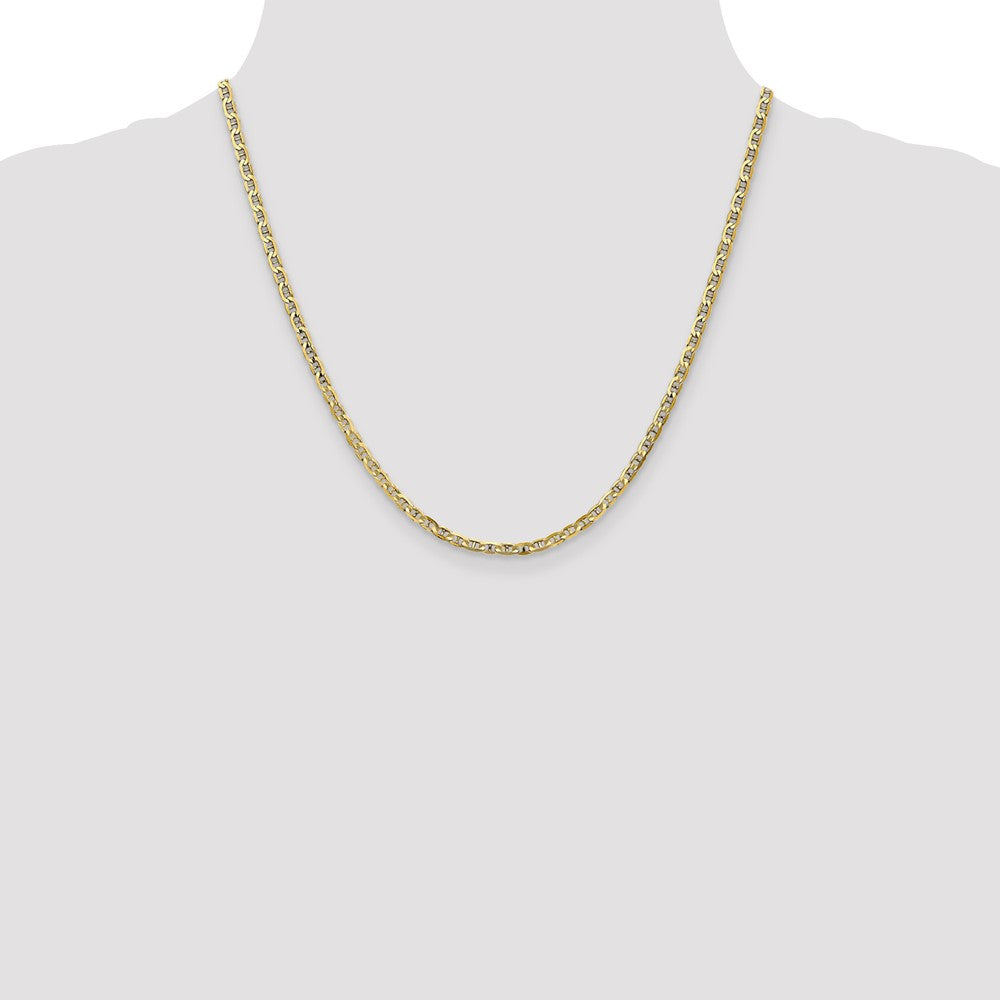 20 Inch 10K 3mm Concave Anchor Chain Necklace