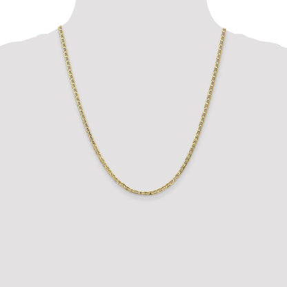 22 Inch 10K 3mm Concave Anchor Chain Necklace