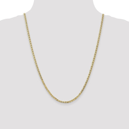 24 Inch 10K 3mm Concave Anchor Chain Necklace