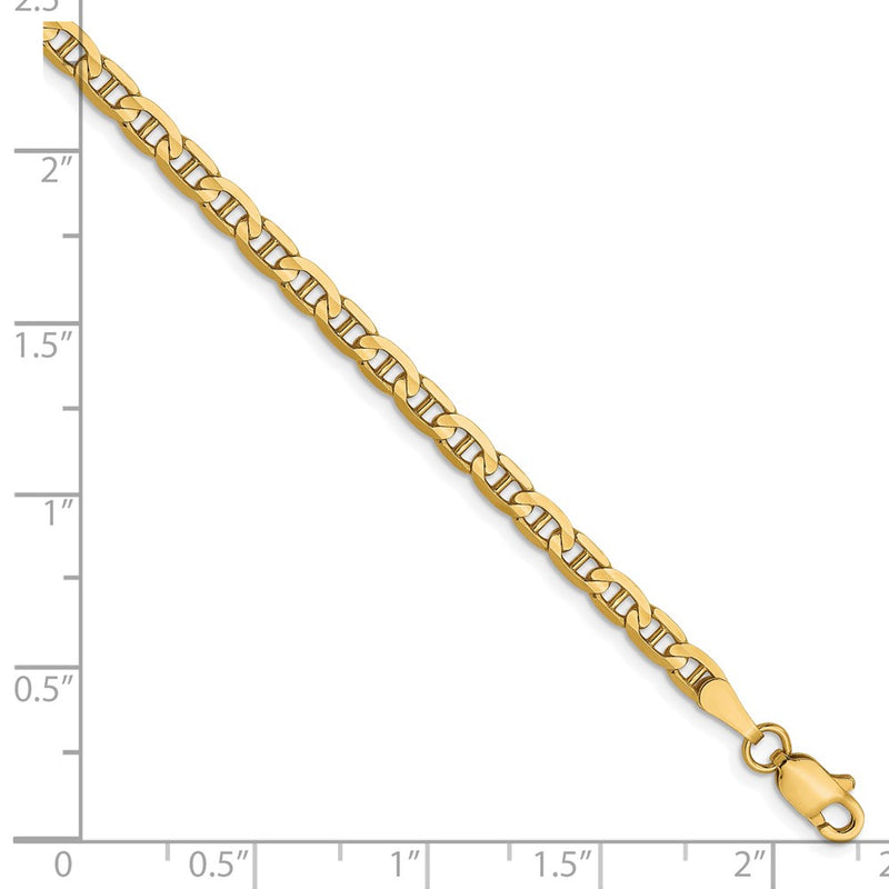 8 Inch 10K 3mm Concave Anchor Chain Bracelet