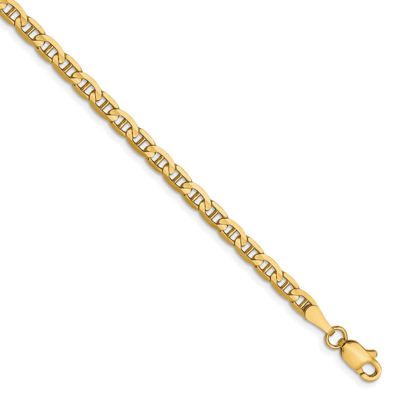 7 Inch 10K 3mm Concave Anchor Chain Bracelet