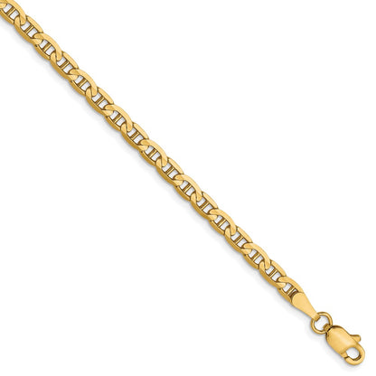 8 Inch 10K 3mm Concave Anchor Chain Bracelet