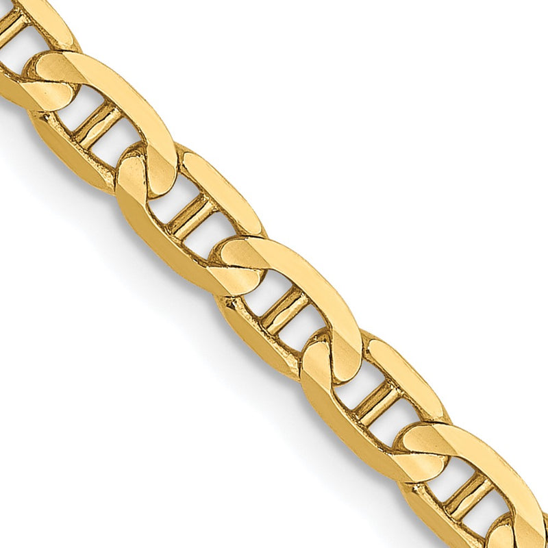 20 Inch 10K 3mm Concave Anchor Chain Necklace