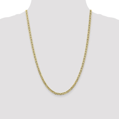 24 Inch 10K 3.75mm Concave Anchor Chain Necklace