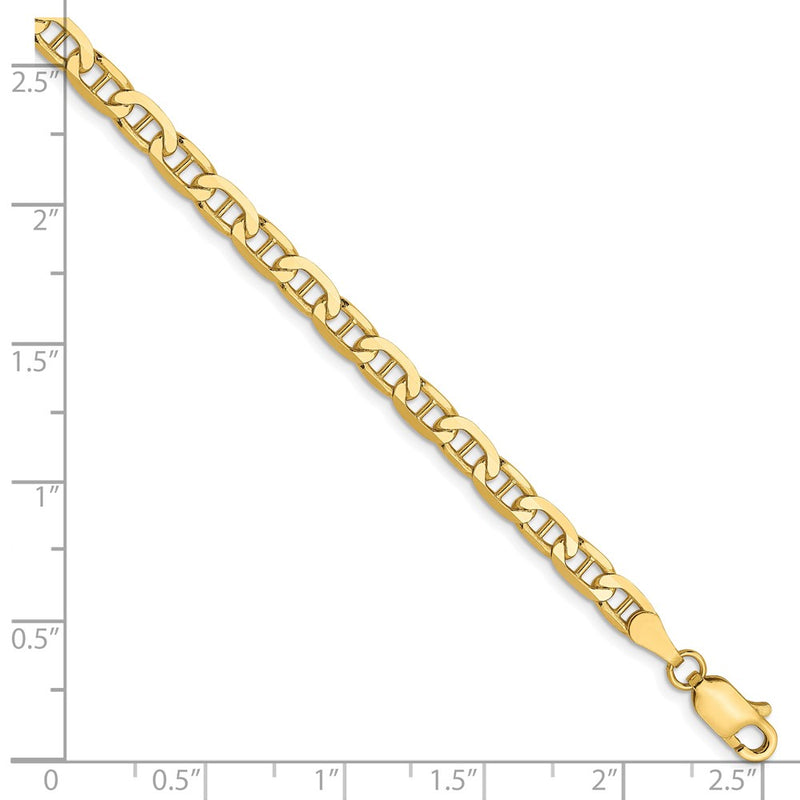 7 Inch 10K 3.75mm Concave Anchor Chain Bracelet