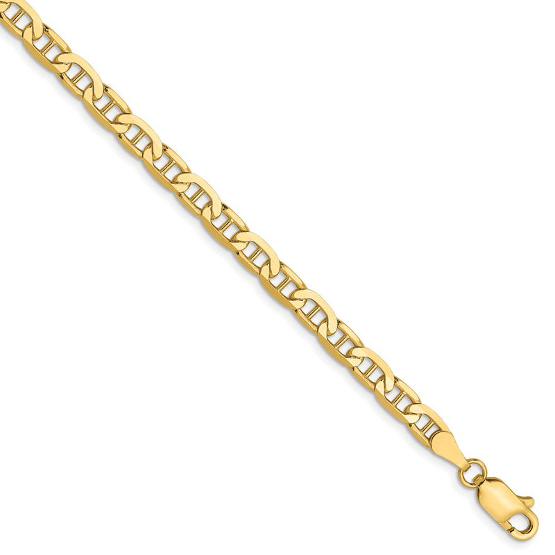 7 Inch 10K 3.75mm Concave Anchor Chain Bracelet