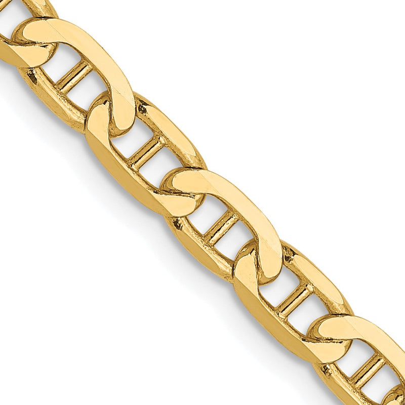 24 Inch 10K 3.75mm Concave Anchor Chain Necklace