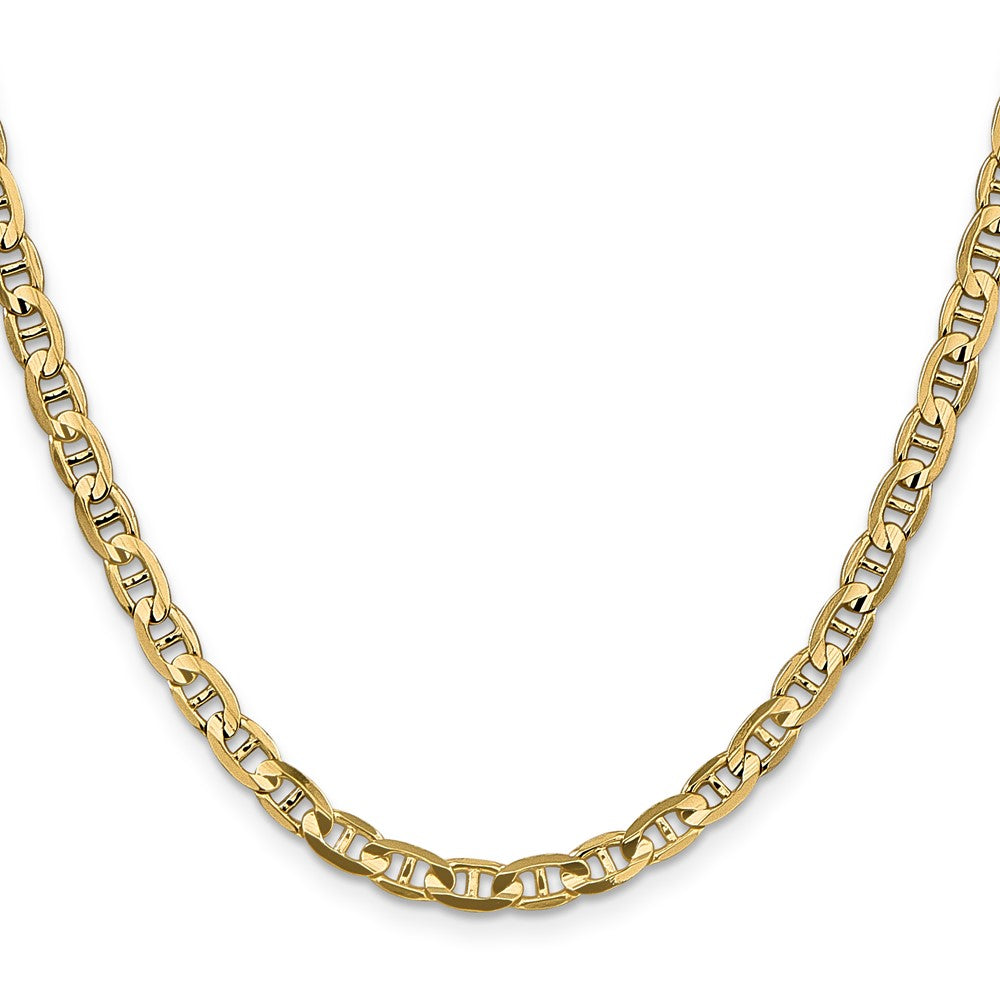 24 Inch 10K 4.5mm Concave Anchor Chain Necklace