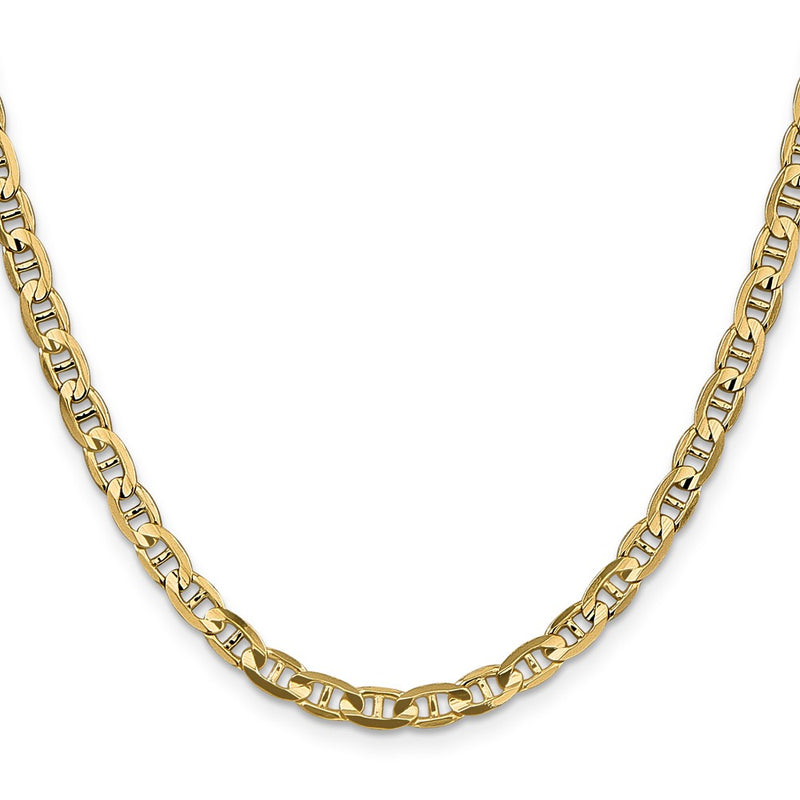 24 Inch 10K 4.5mm Concave Anchor Chain Necklace