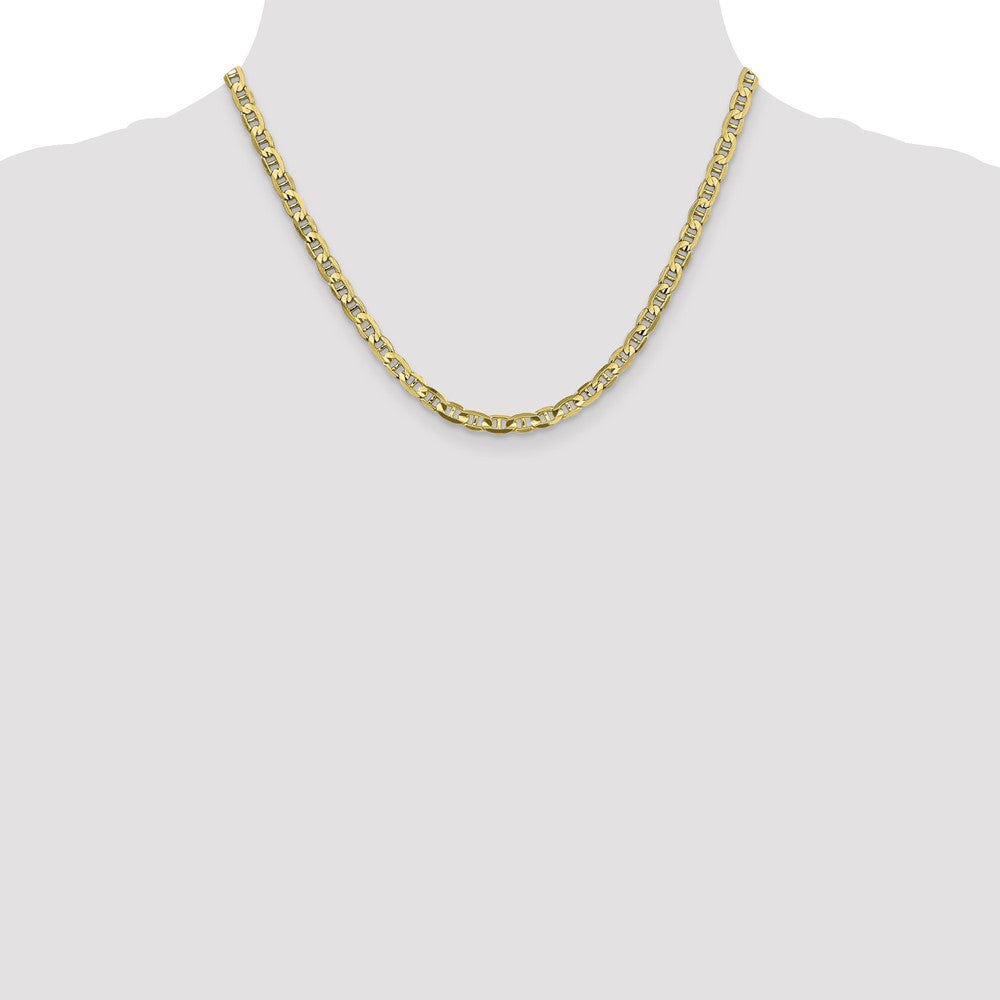 18 Inch 10K 4.5mm Concave Anchor Chain Necklace