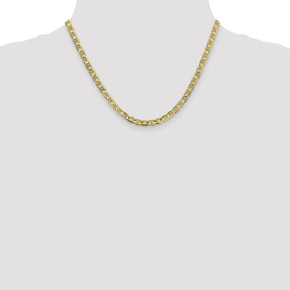 18 Inch 10K 4.5mm Concave Anchor Chain Necklace
