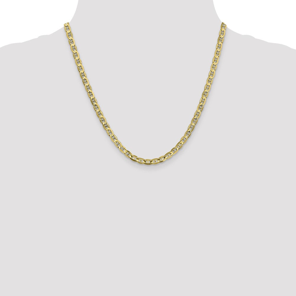 20 Inch 10K 4.5mm Concave Anchor Chain Necklace