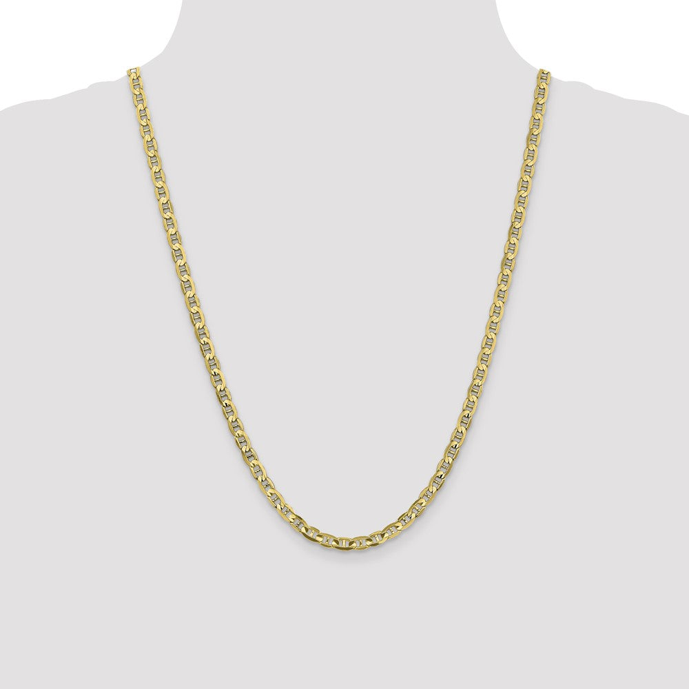 24 Inch 10K 4.5mm Concave Anchor Chain Necklace
