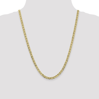 24 Inch 10K 4.5mm Concave Anchor Chain Necklace
