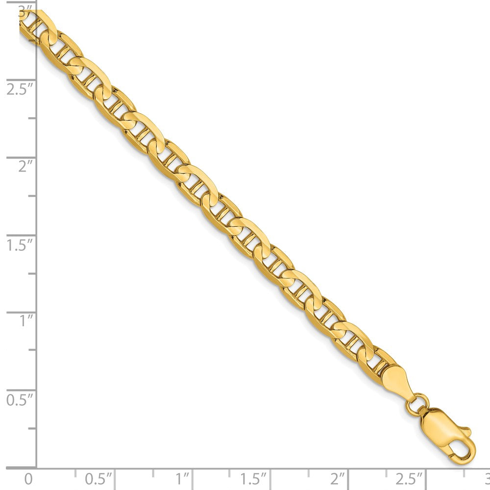 7 Inch 10K 4.5mm Concave Anchor Chain Bracelet