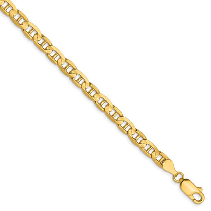 7 Inch 10K 4.5mm Concave Anchor Chain Bracelet